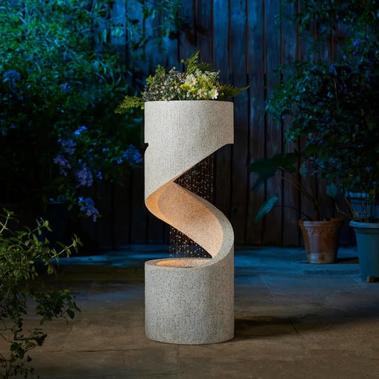 High-rise Outdoor Curved Fountain with LED Lights