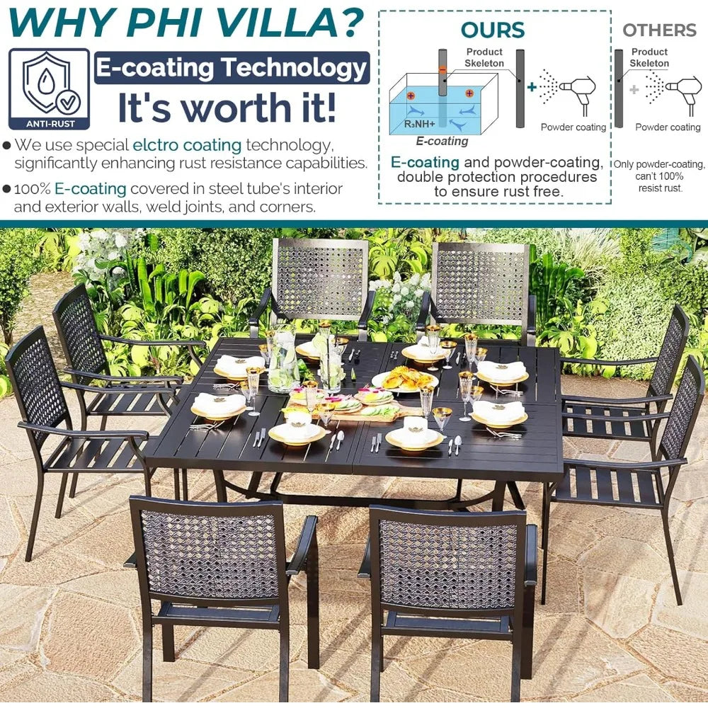 9 Pieces Patio Dining Table Set