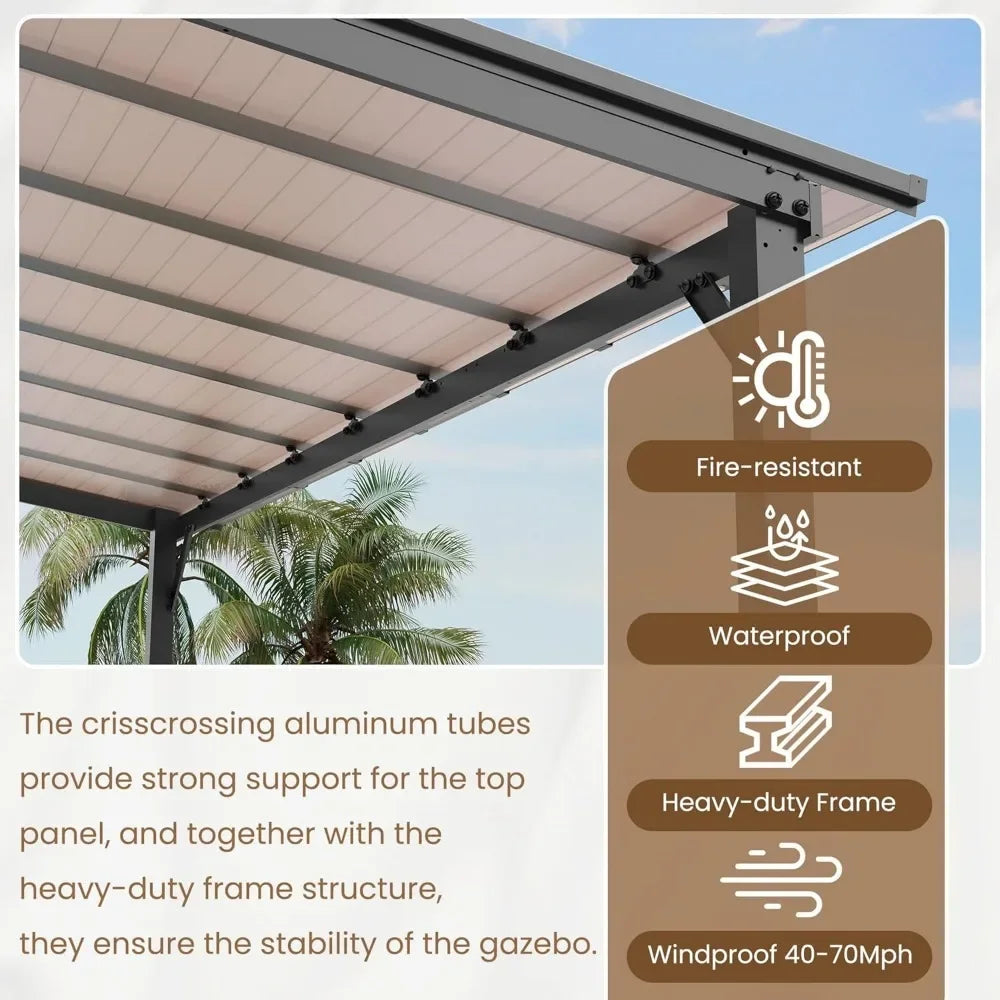 10' X 14' Hardtop Wall Mounted Lean To Gazebo