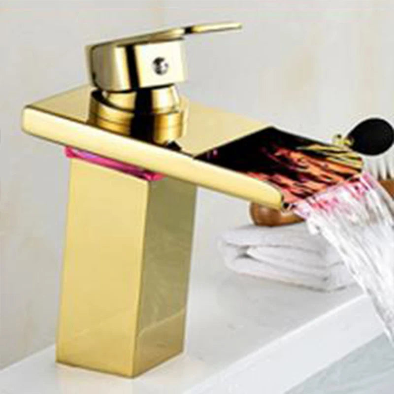 Luxury LED Waterfall Basin Faucet Color Change Bathroom Sink Faucet