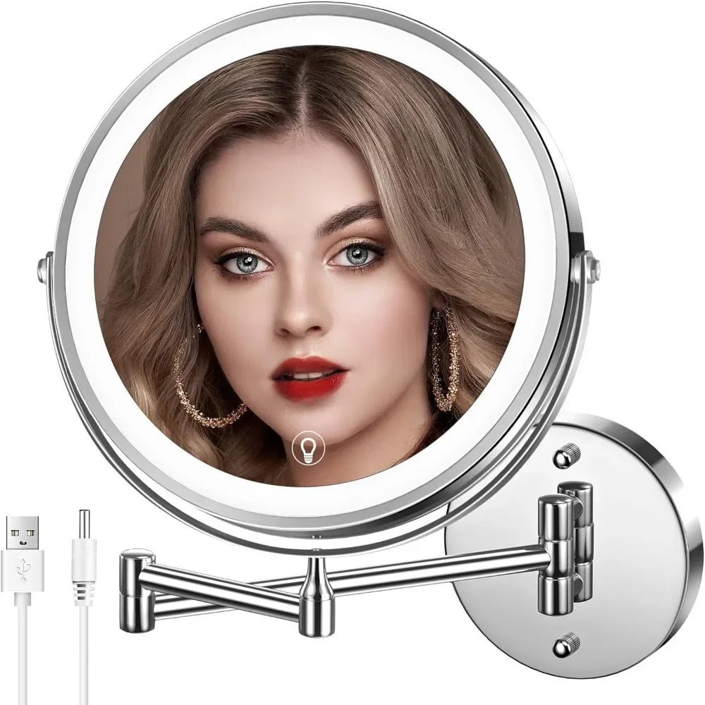 8" Rechargeable Wall Mounted Lighted Makeup Mirror