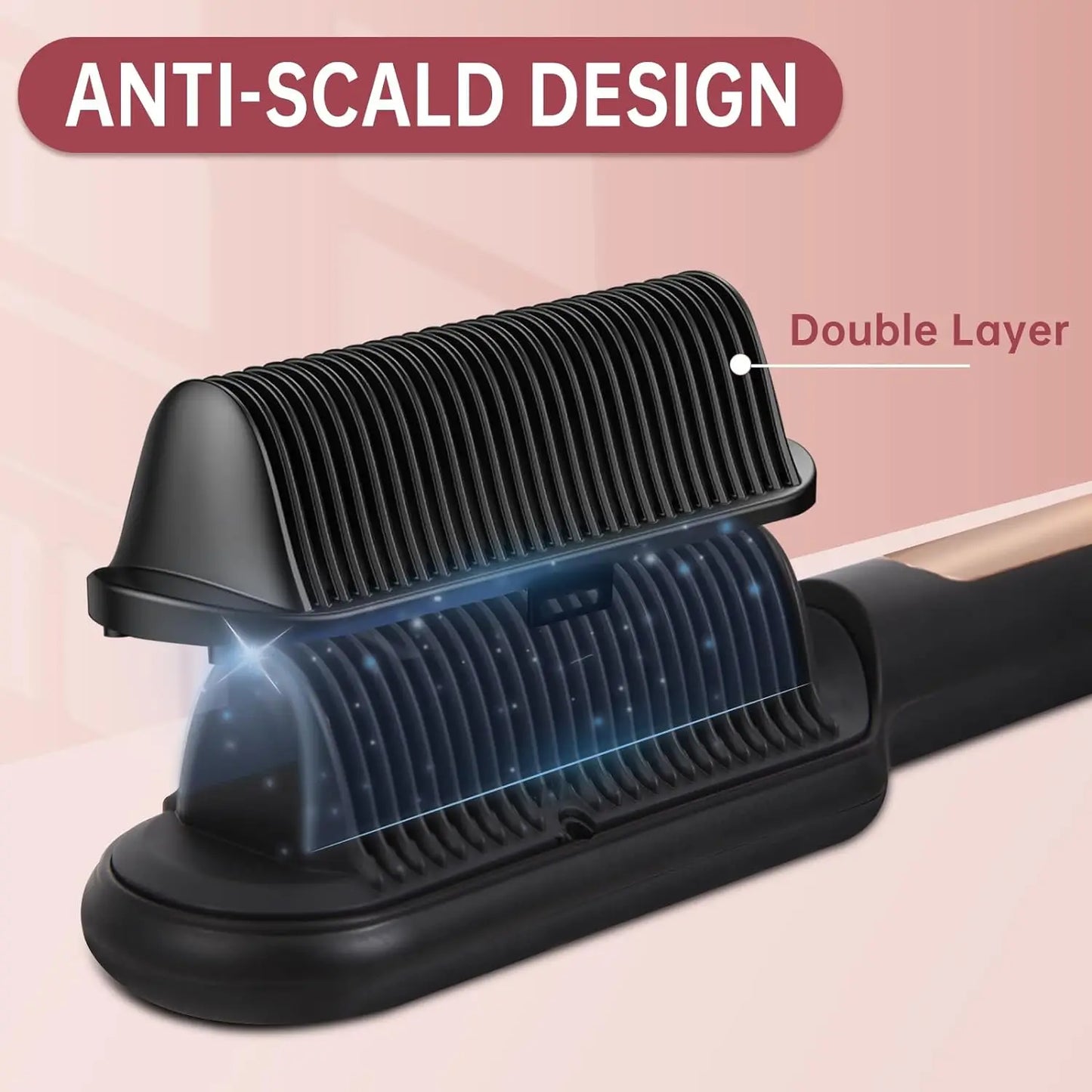 Negative Ionic Hair Straightener Brush with Fast Heating and Auto Shut-Off