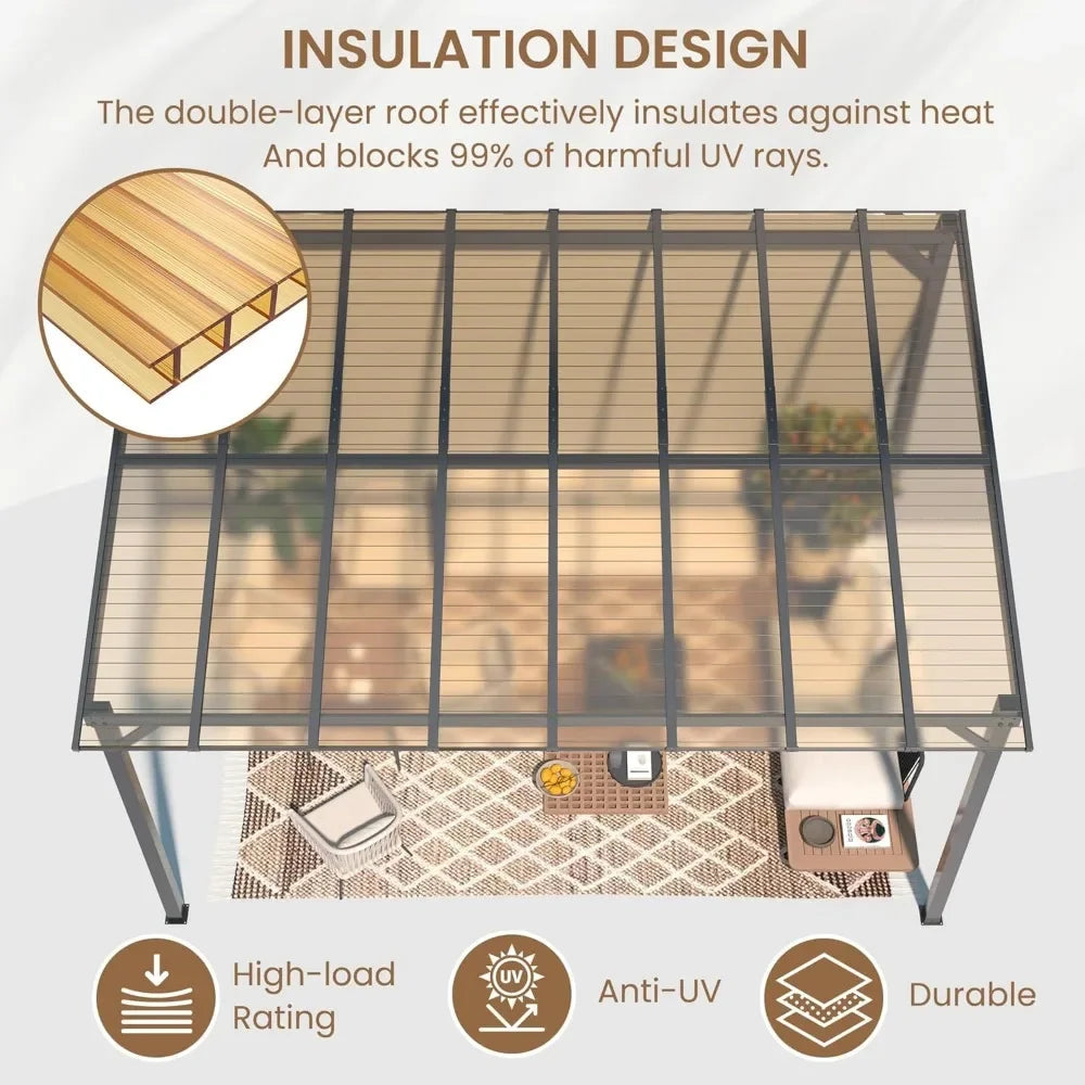 10' X 14' Hardtop Wall Mounted Lean To Gazebo