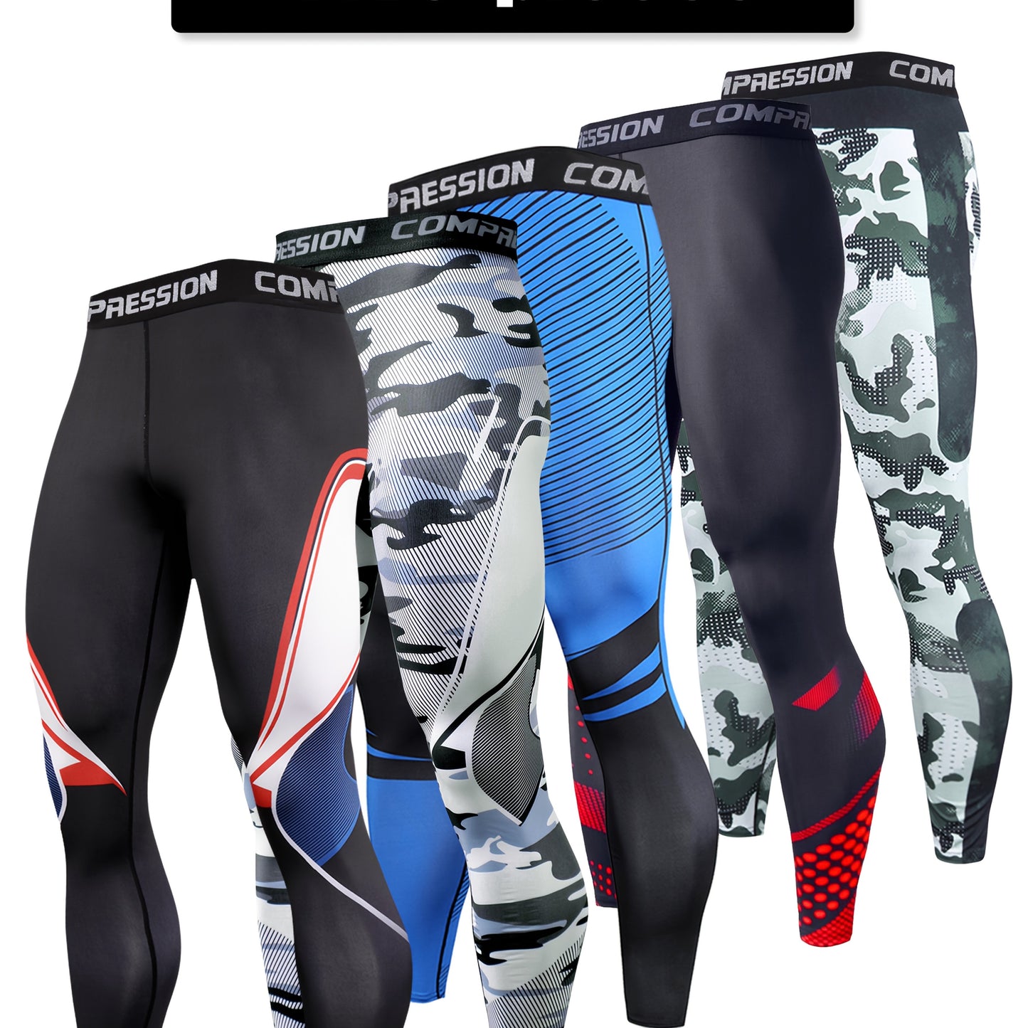 5-Pack Men's Athletic Compression Tights