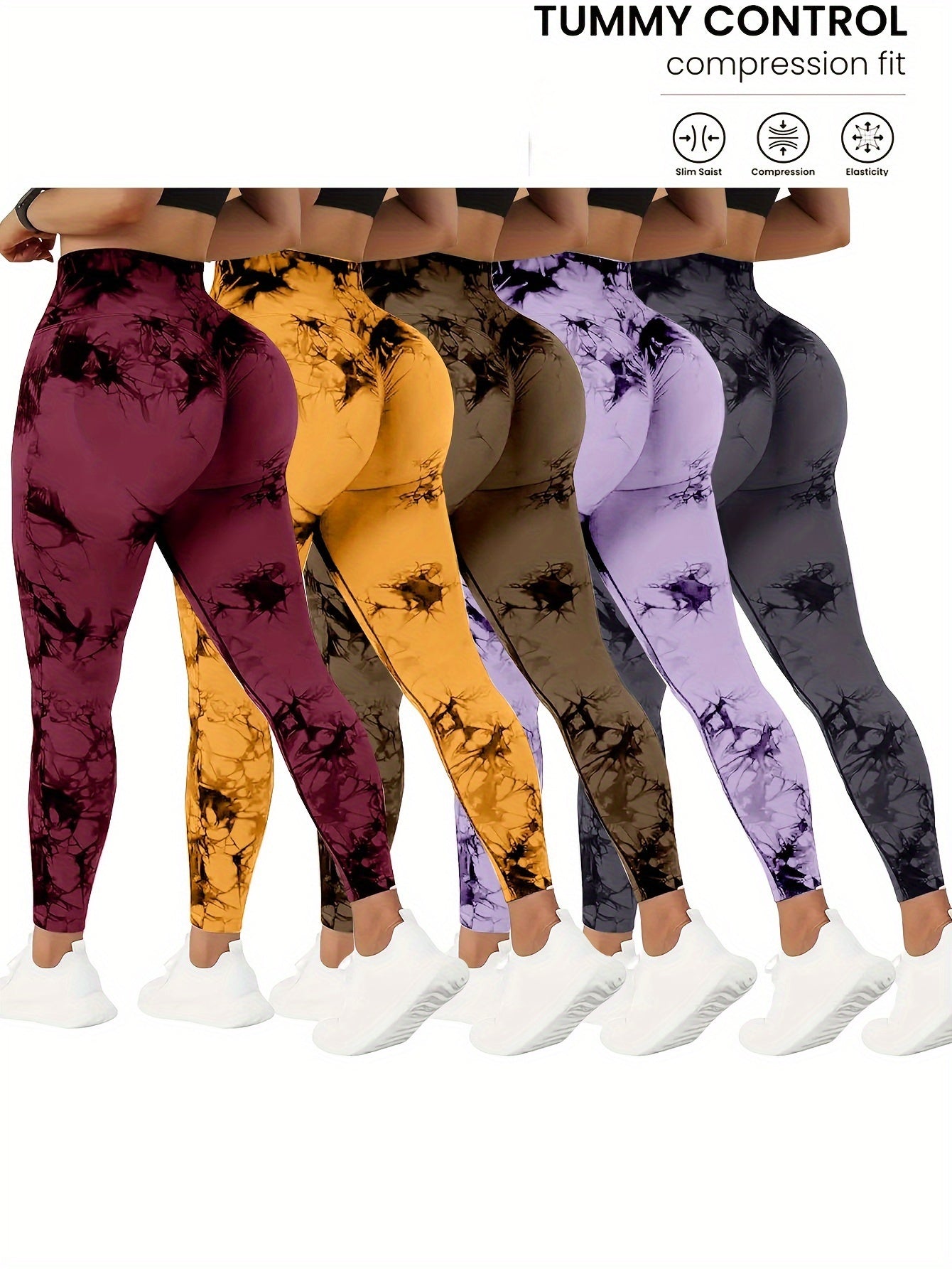 5-Pack High-Waist Tummy Control Yoga Pants