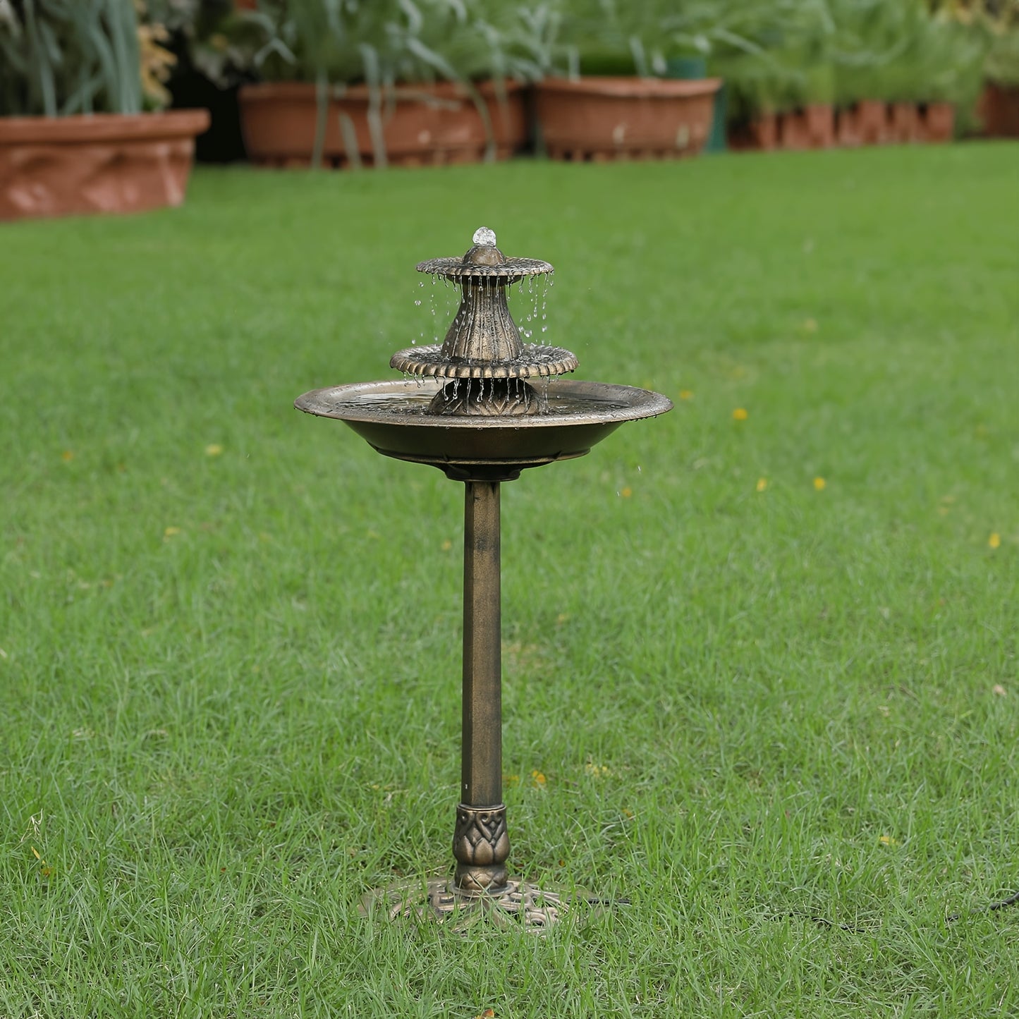 Outdoor 3-Tier Pedestal Bird Bath Fountain for Garden