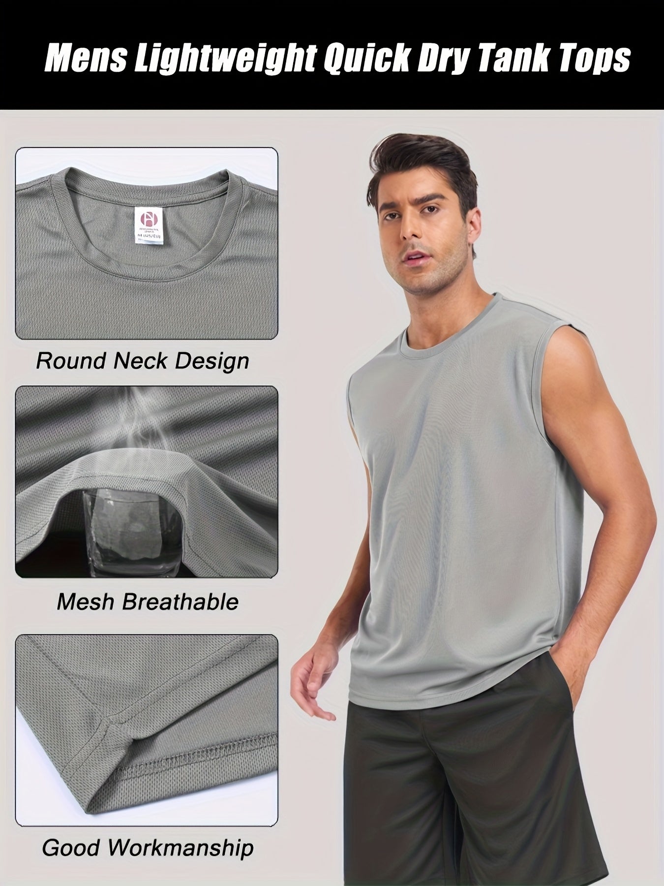 Men's 6-Piece Quick-Dry Sleeveless Workout Tank Tops