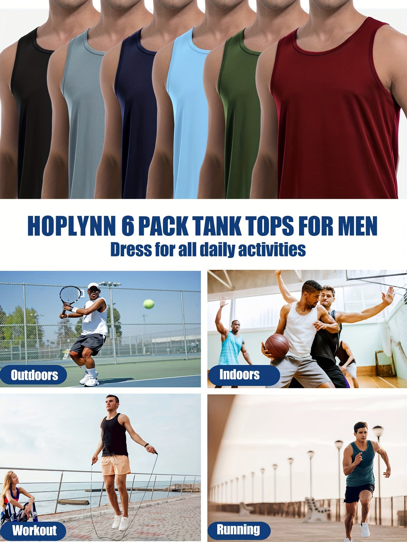 6-Piece Quick-Dry Athletic Tank Tops