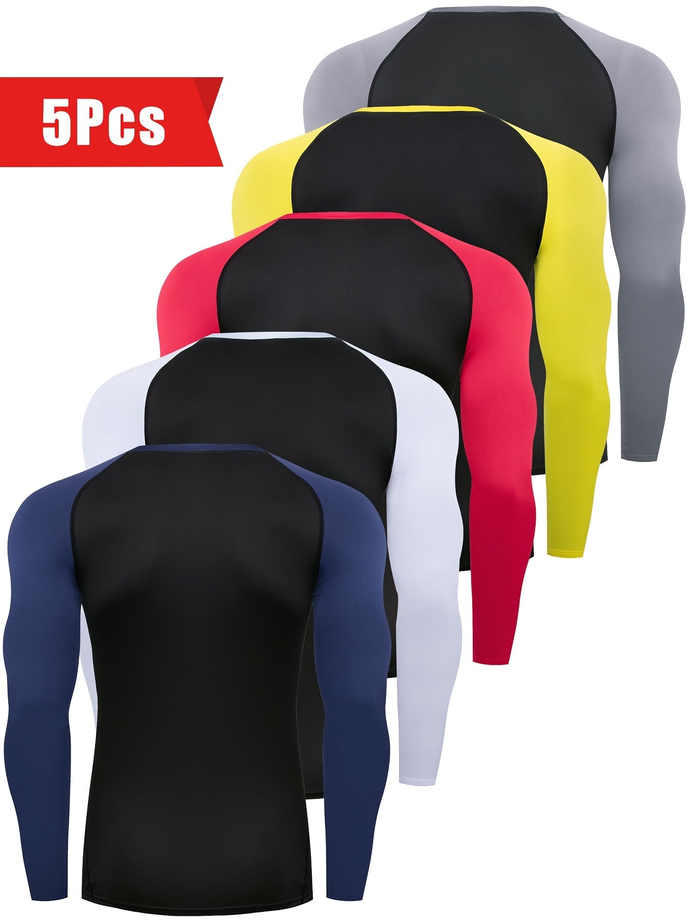 5-Pack Men's Long Sleeve Compression Shirts