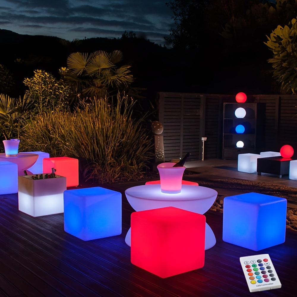 16-Inch Cordless LED Cube Light-Up Chair with Remote