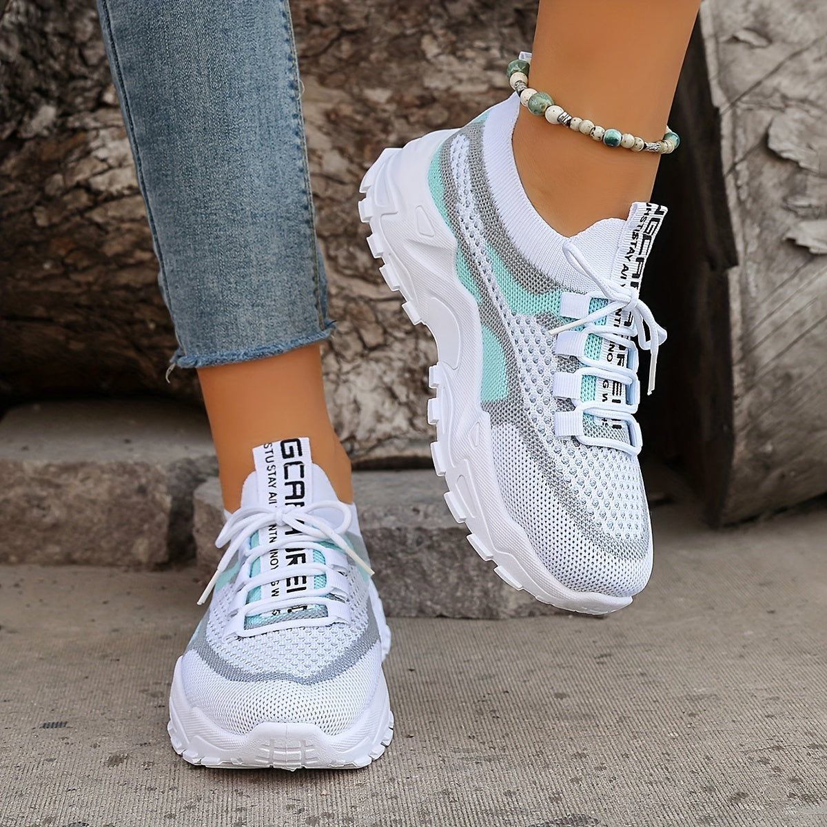 Women's Colorblock Knitted Sneakers – Stylish, Breathable & Comfortable