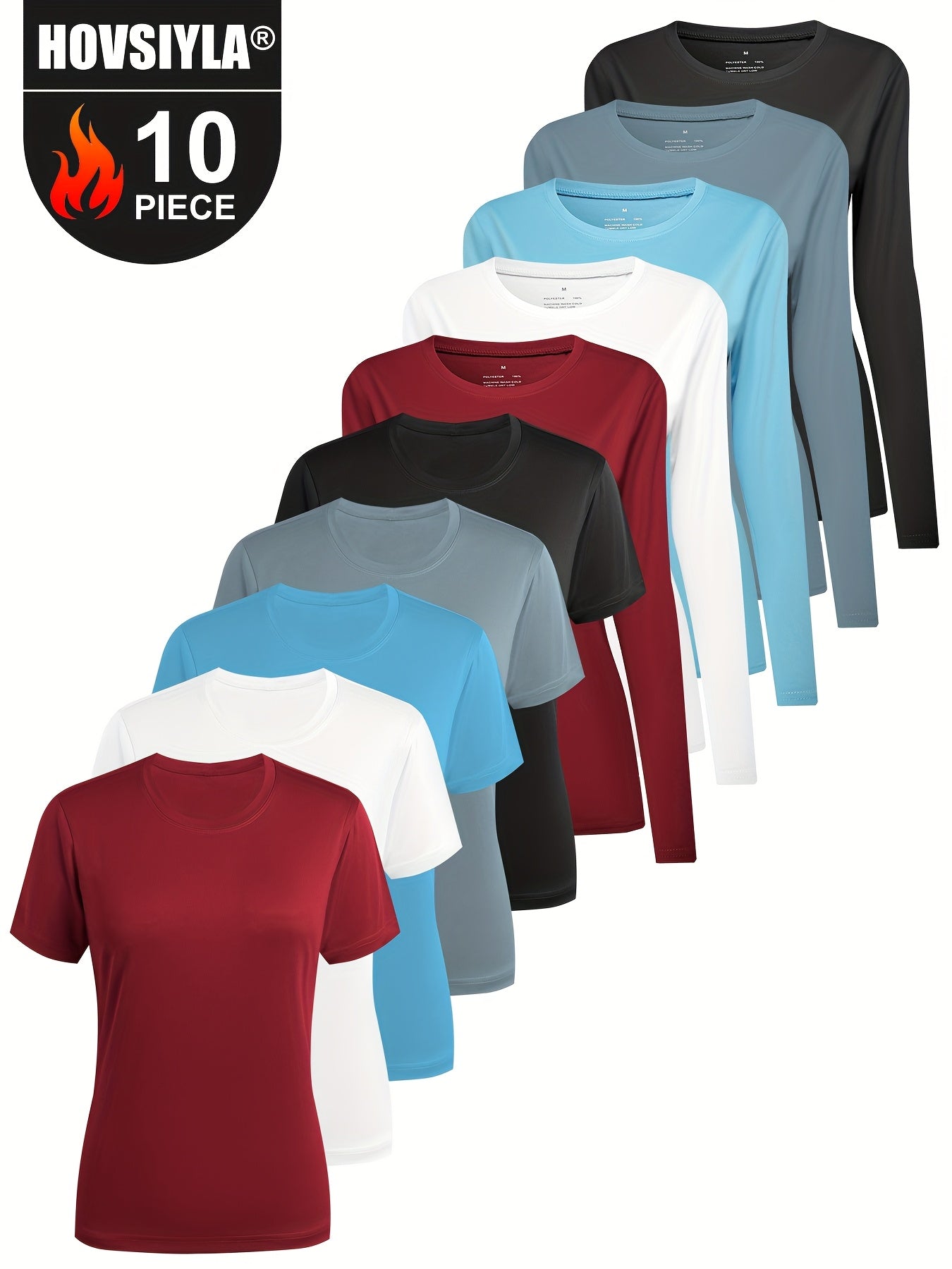 Women's Crew Neck Sport T-Shirts – 10-Piece Set