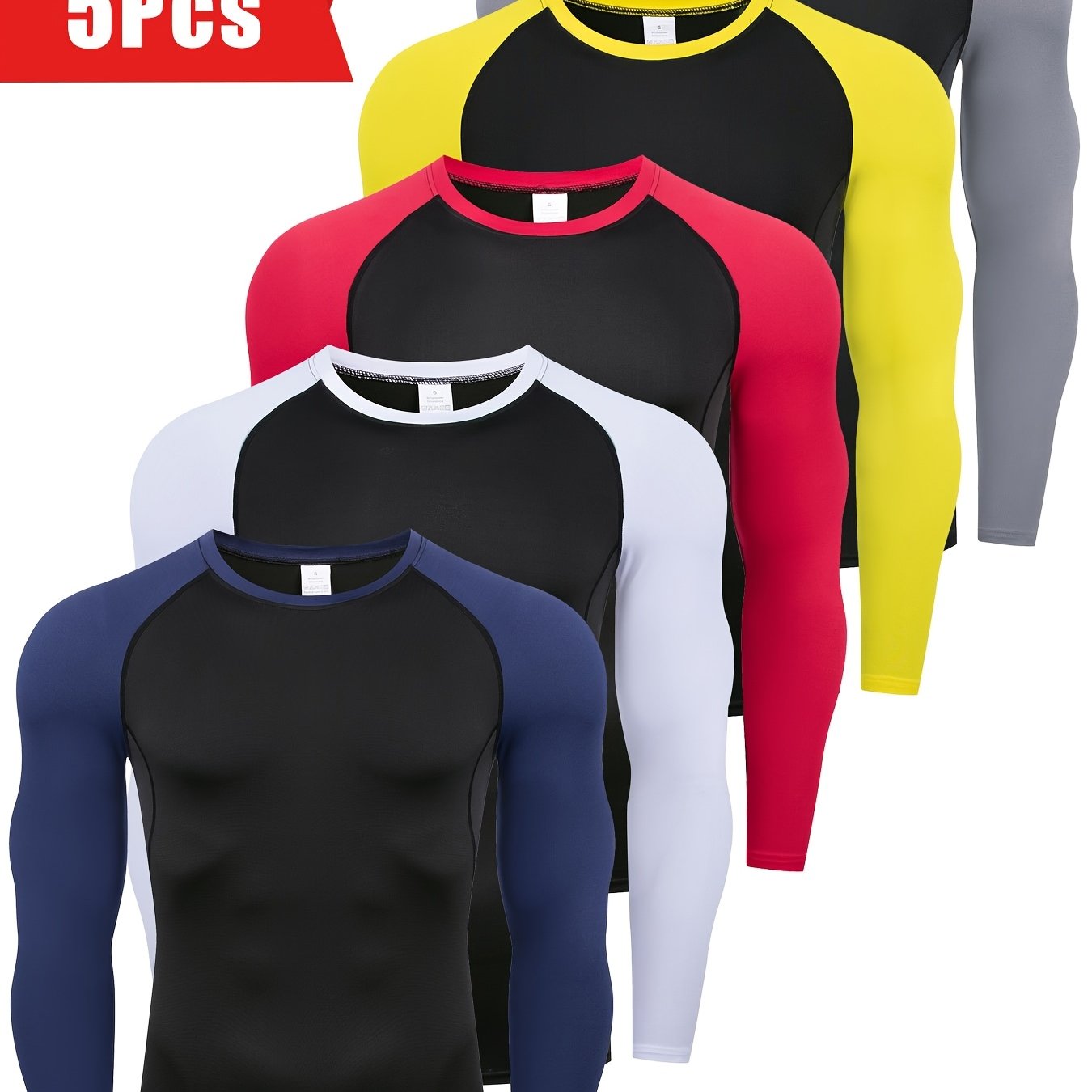 5-Pack Men's Long Sleeve Compression Shirts