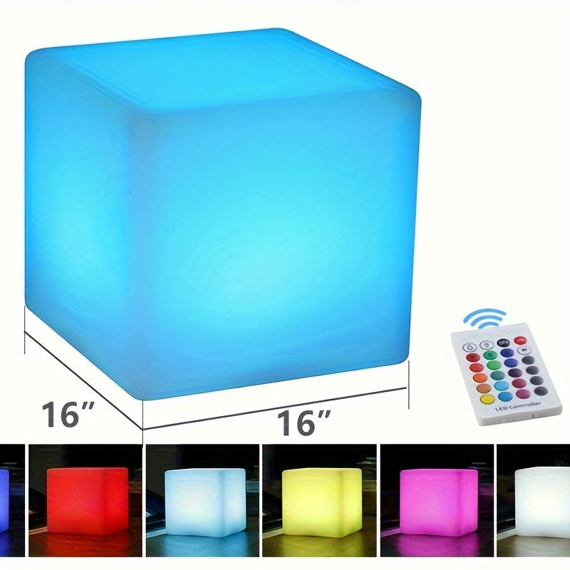 16-Inch Cordless LED Cube Light-Up Chair with Remote