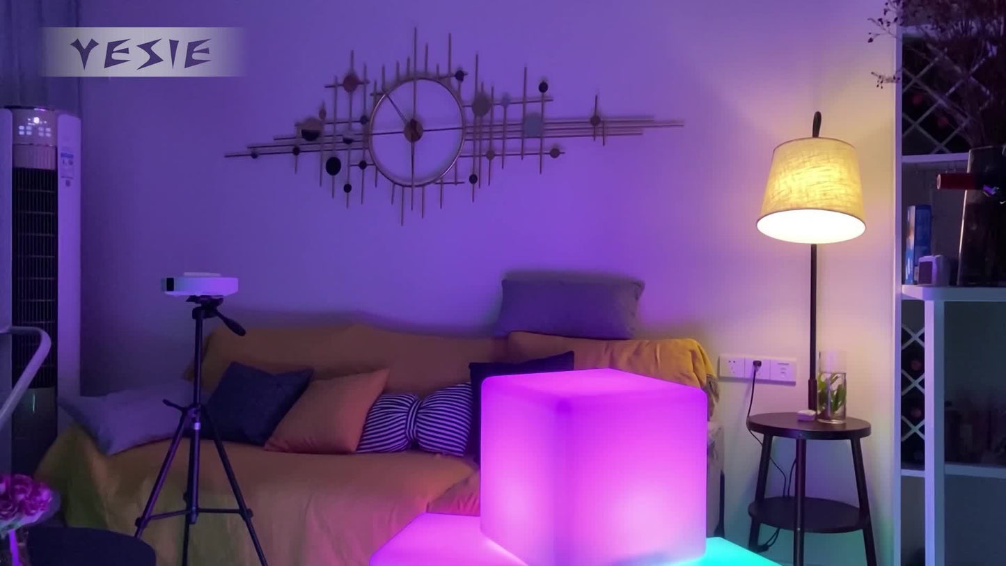 16-Inch Cordless LED Cube Light-Up Chair with Remote