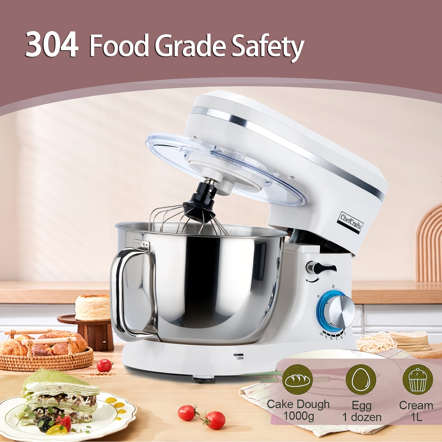 6.5 QT 10 Speed Electric Stand Mixer