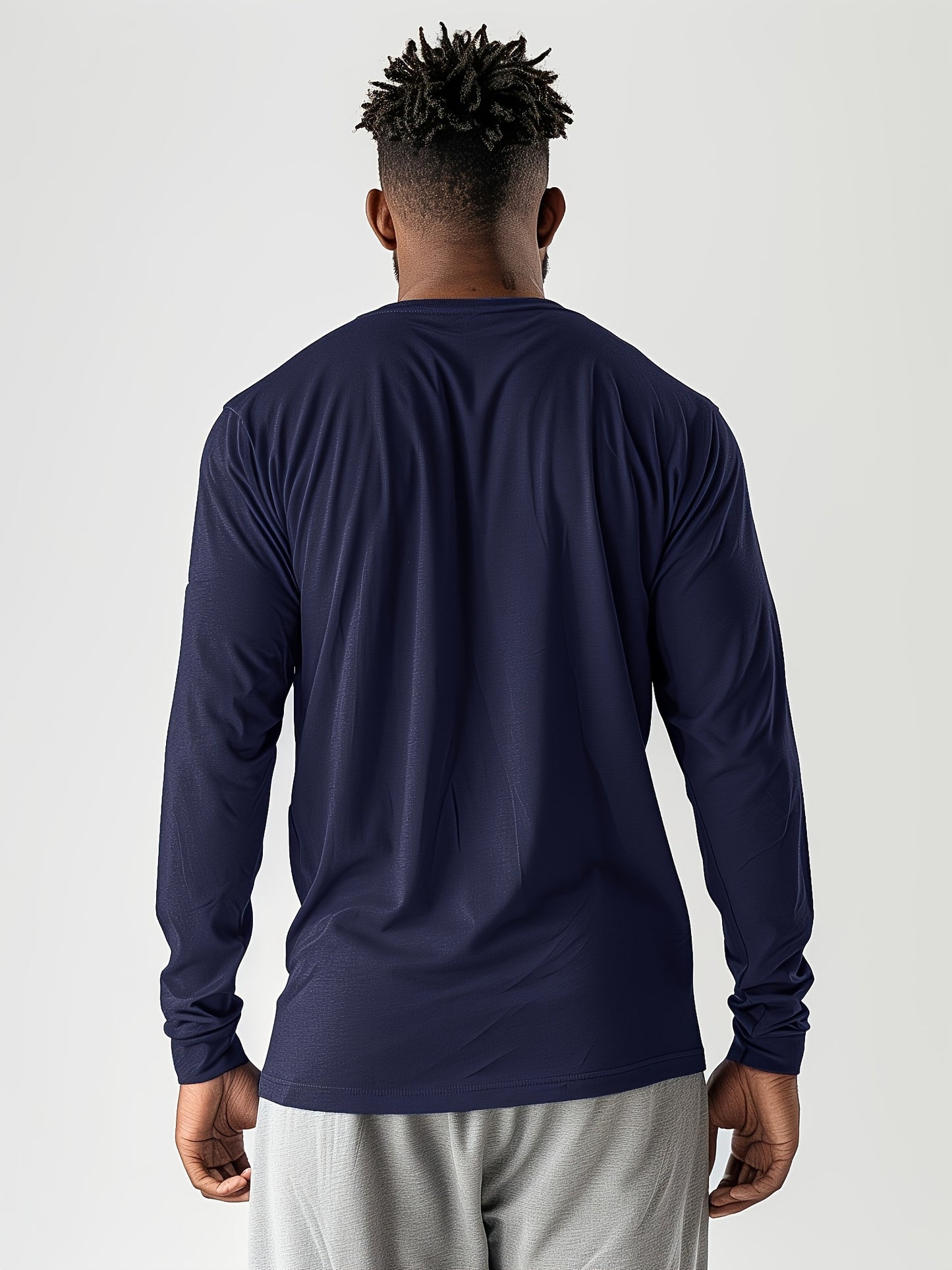 5-Piece Men's Solid Color Crew Neck Long Sleeve T-Shirt