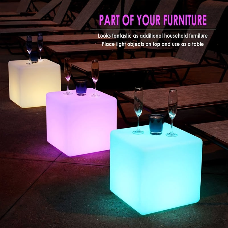 16-Inch Cordless LED Cube Light-Up Chair with Remote