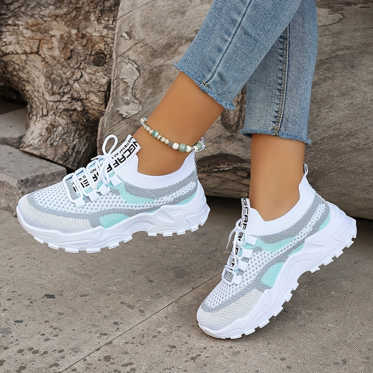 Women's Colorblock Knitted Sneakers – Stylish, Breathable & Comfortable